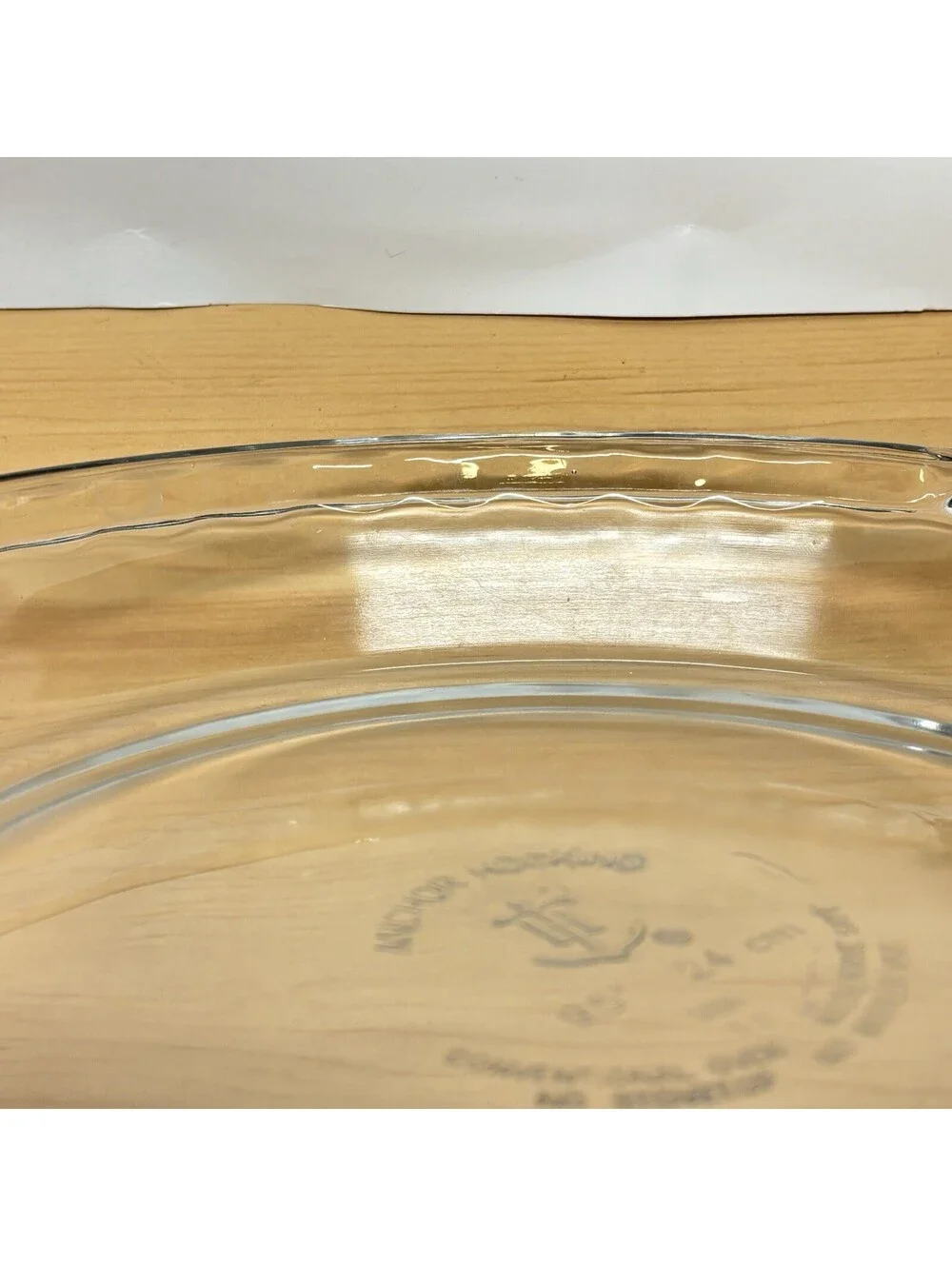 Vintage Anchor Hocking 9.5” Clear Glass Pie Plate 24cm Scalloped USA